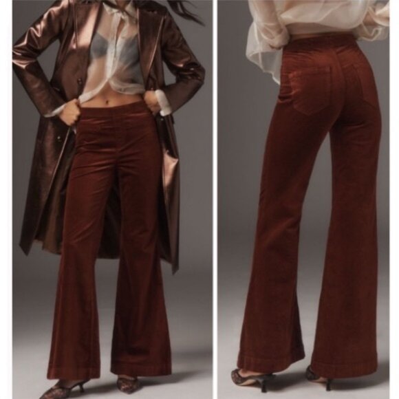 NWT Anthropologie Pilcro Corduroy Velvet Pull-On High Rise Wide Trouser Pant 25 - Picture 1 of 8